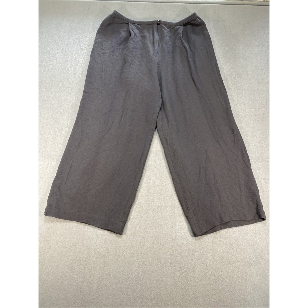 Eileen Fisher Women's Large Wide Leg Cropped Casual Pants Dark Gray Lagenlook